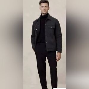 Banana Republic Dark Charcoal Gray Shirt Jacket Scuba Knit Mens L
